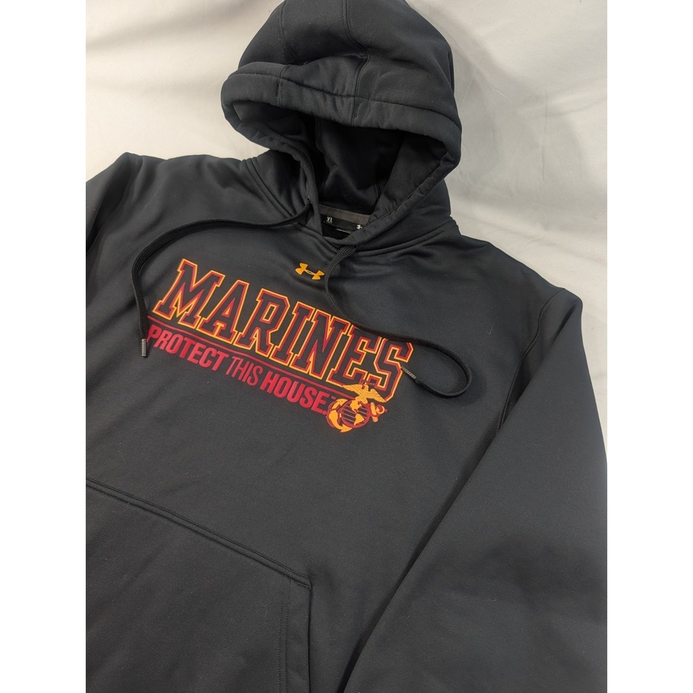 Under Armour US Marine Corps Hoodie Mens XL Maroon USMC Fleece Pullover Military